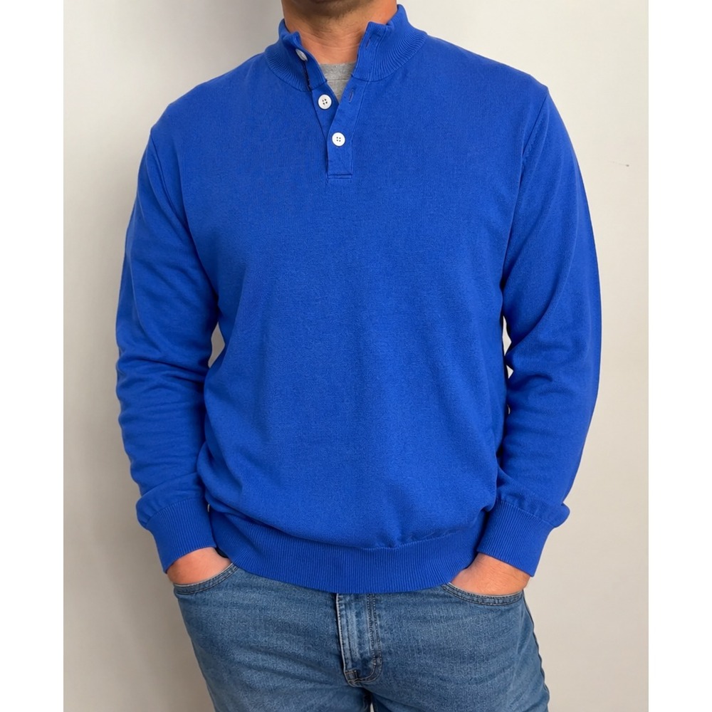 Vineyard Vines Mens 1/4 Zip Pullover Sweater Blue 2XL 100% Cotton Ribbed Classic
